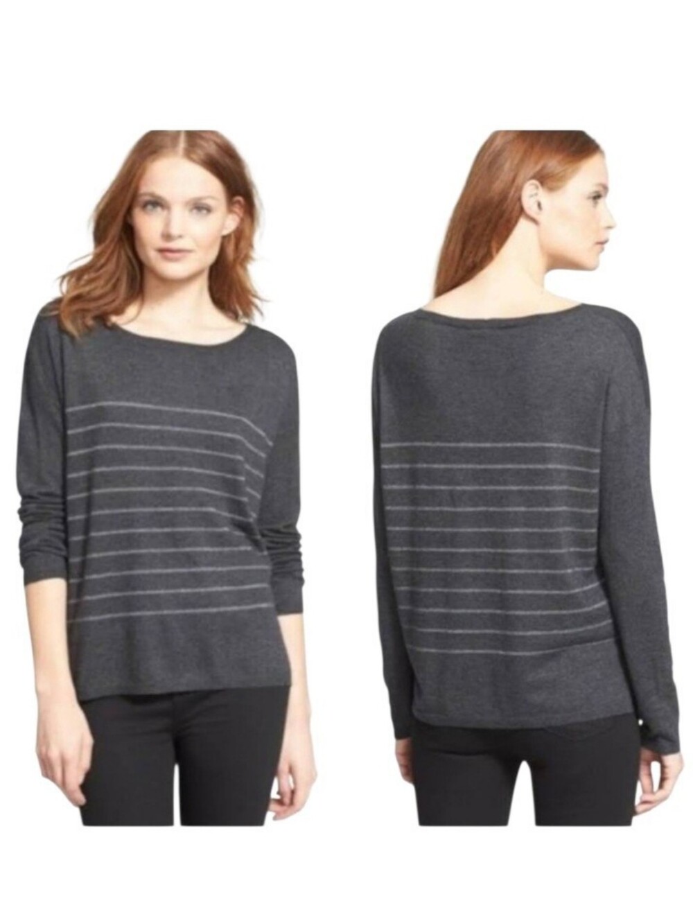 Joie gray silver metallic stripe sweater XS